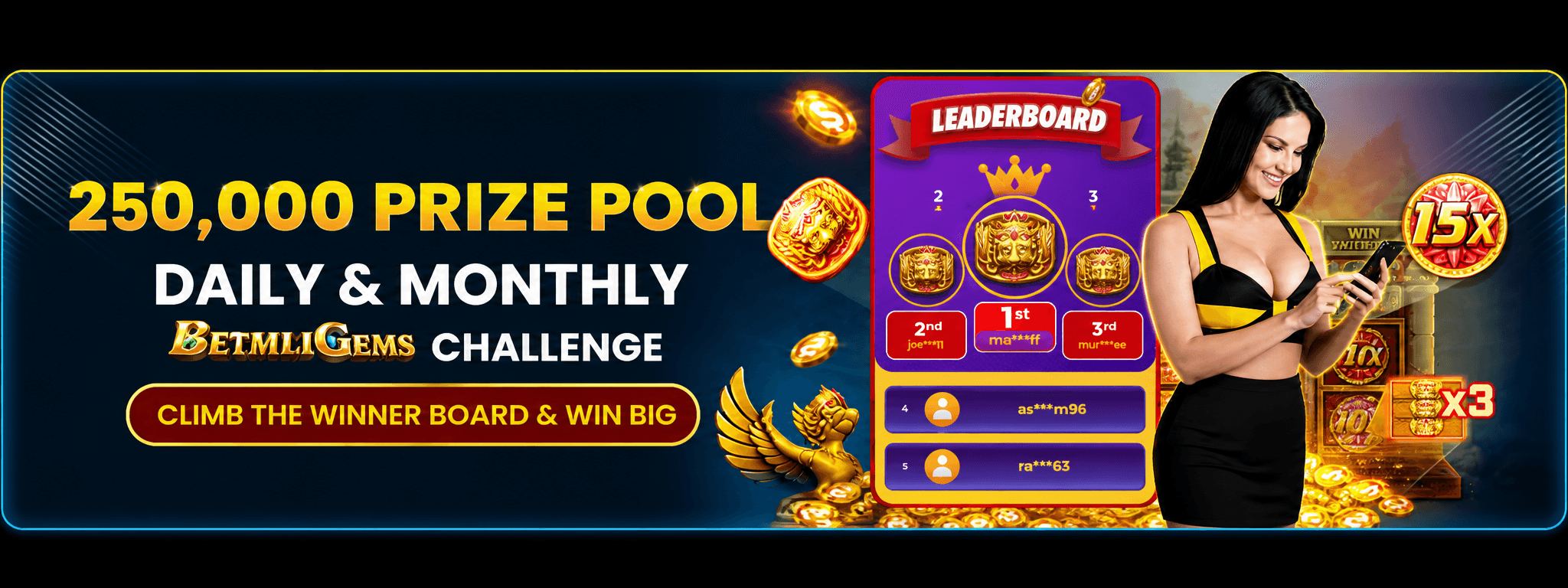 Betmili Gems Winner Board